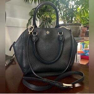Tory Burch Black Pebbled Satchel